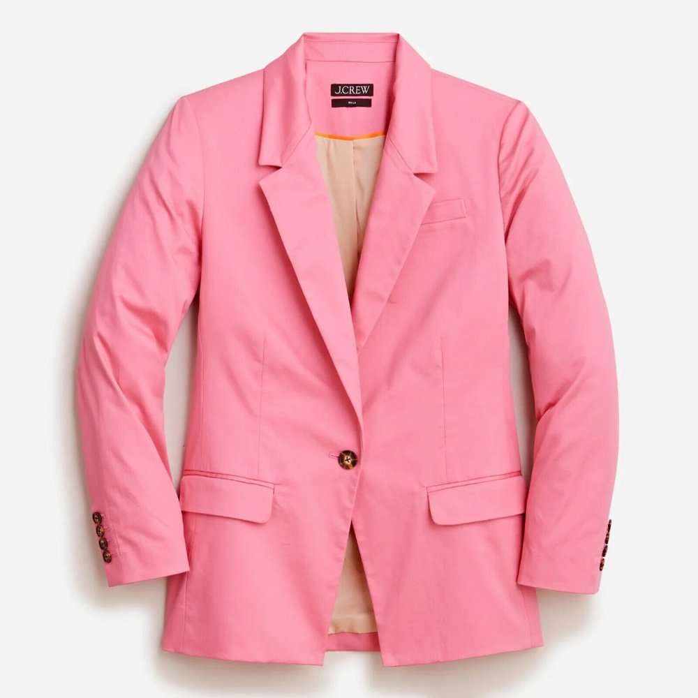 NWT J. Crew Willa Blazer in Lightweight Chino, Flamingo Pink, Size 8